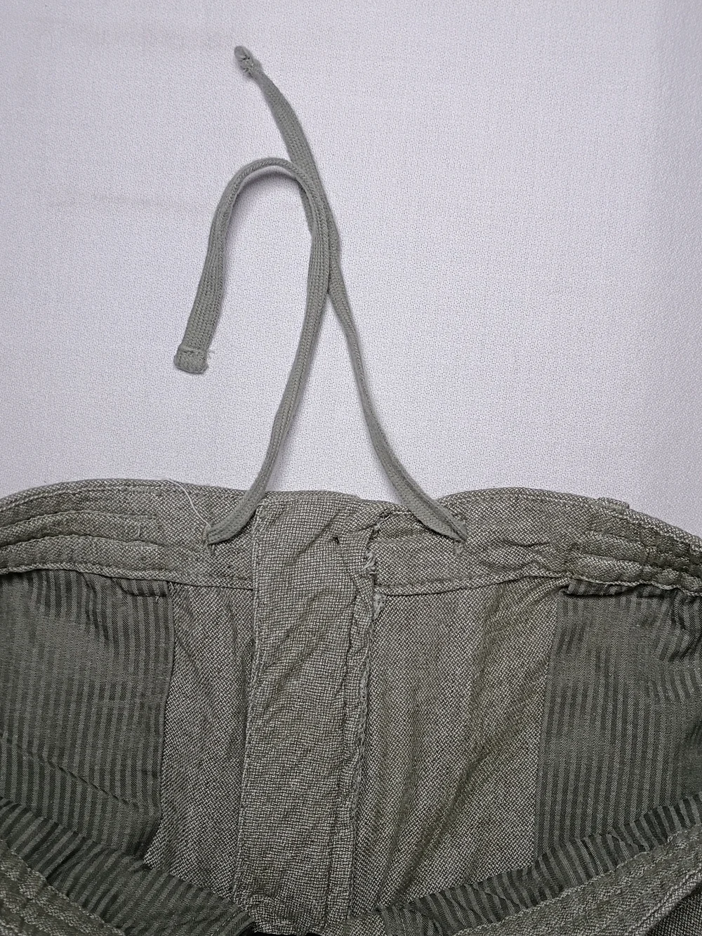 Banana Republic Mens Athletic Fit Linen Blend Trousers 33X27 Sage Drawstring